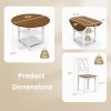 Round Drop Leaf Dining Table Set with 4 Chairs in White/Walnut Wood Finish