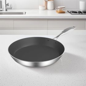 SOGA Stainless Steel Fry Pan 30cm Frying Pan Induction FryPan Non Stick Interior
